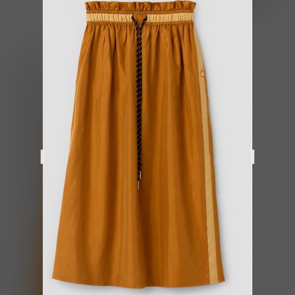 Dresses & Skirts - Scotch & Soda Skirt XSmall Drawstring Tied Waist Striped Sides Cupro Short Brown